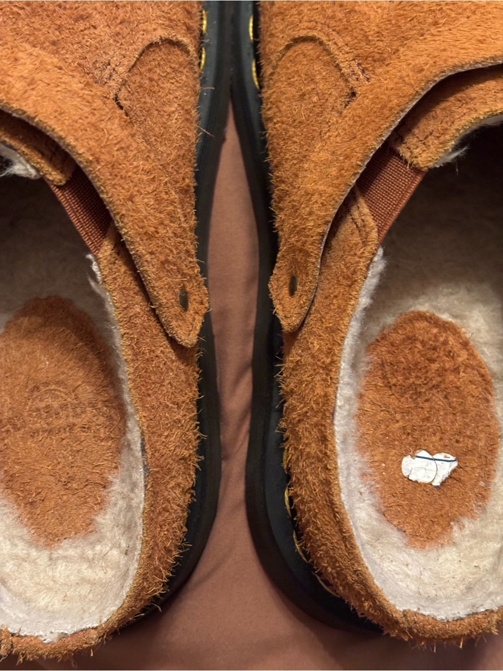 Dr. Martens Isham Pecan Long Napped Buckle Clog with Shearling Lining L8 M7 - Picture 3 of 5